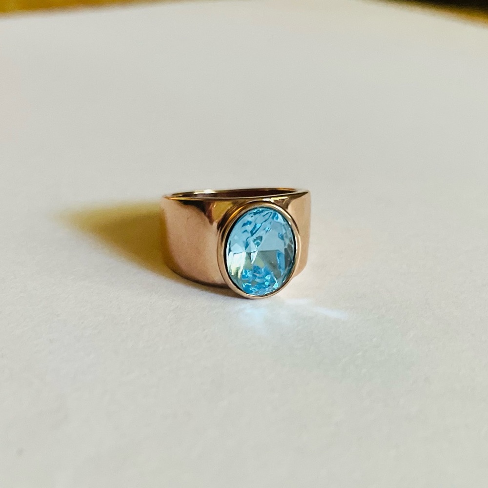 Rose Gold and Aquamarine Ring